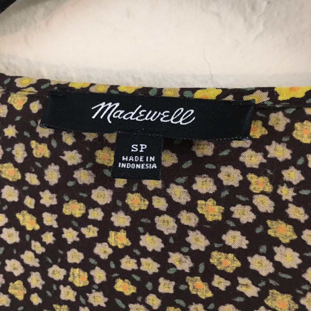 Madewell Easy Bitsy Floral Midi Dress Petite Small Yellow Spring Relaxed Fit - Picture 3 of 12